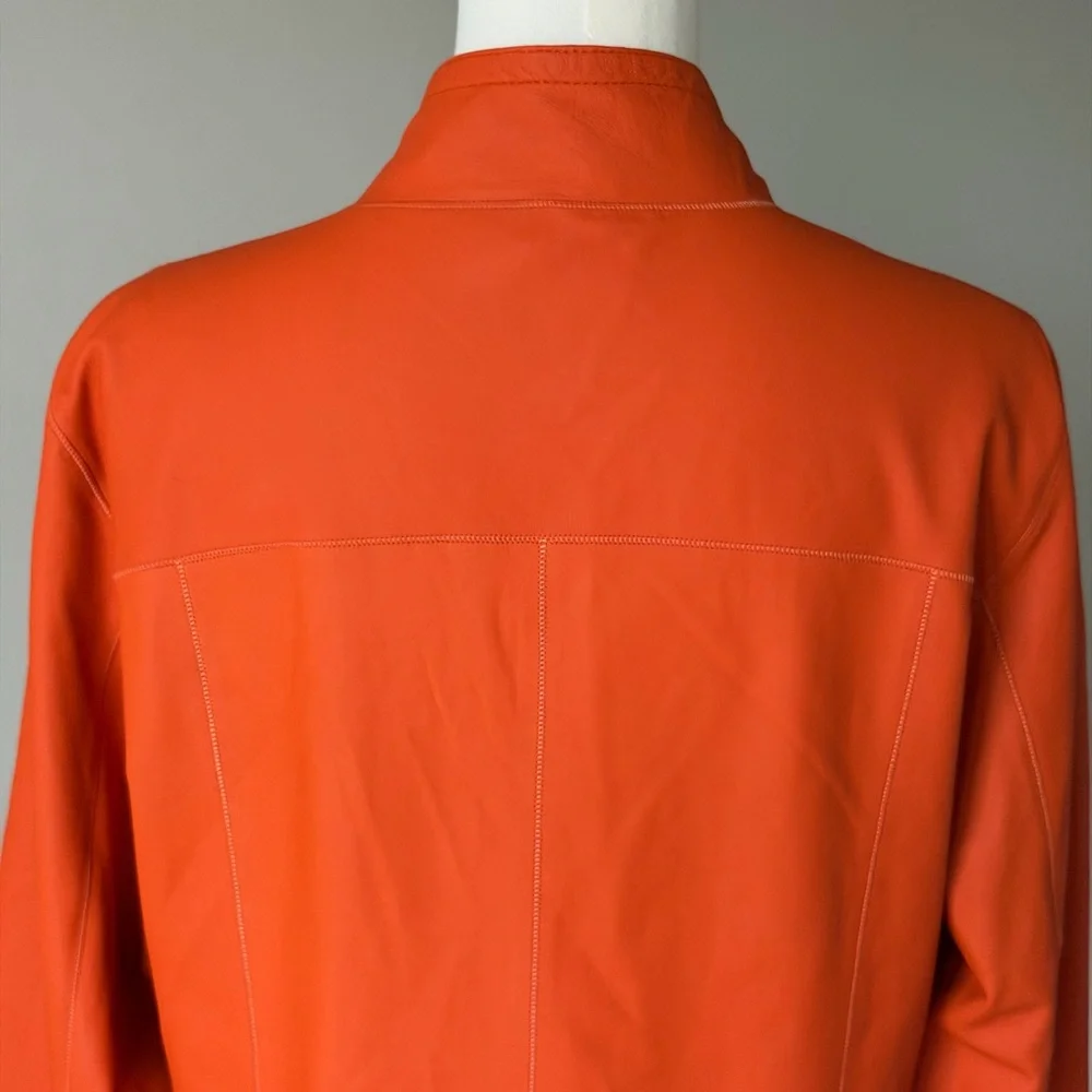 KIRCILAR Reversible Ultra Soft Leather Jacket Orange Abstract Print - 4 / L